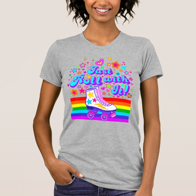 Roulez Avec ! T-shirt Rainbow Roller Skate (Devant)