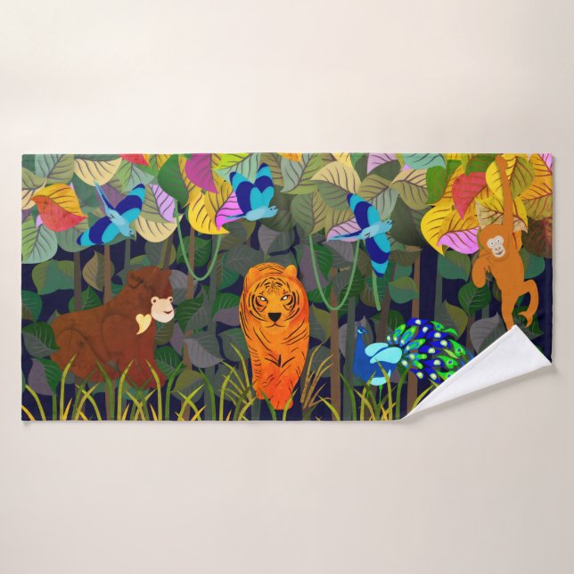 Roulon indien de singe de la Jungle Tigre Soleil O (Serviette de bain)