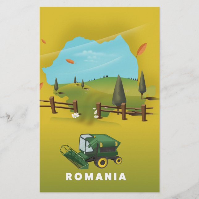 Roumanie Carte Affiche illustrée. (Devant)