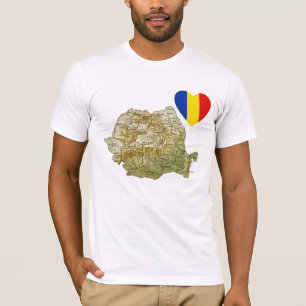 Roumanie Coeur du drapeau et carte T-shirt