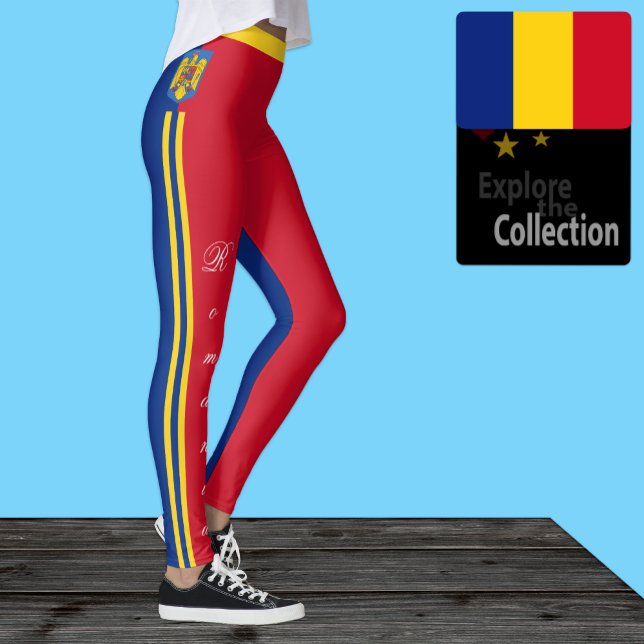 Roumanie leggings de mode, Drapeau roumain /sports (Créateur téléchargé)
