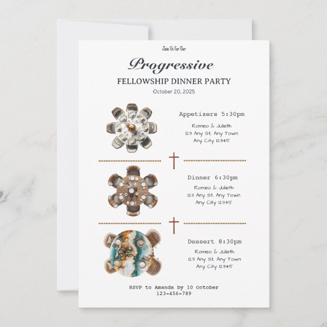 Round Table Progressive Dinner Invitation (Devant)