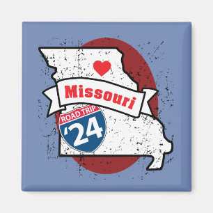 Route 24 Missouri - Aimant carré (marron)