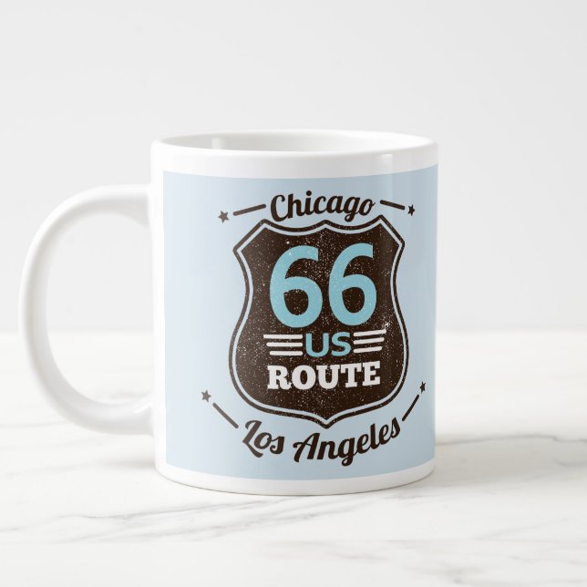 Route 66 Chicago - Los Angeles Vintage Style Mug (Gauche)
