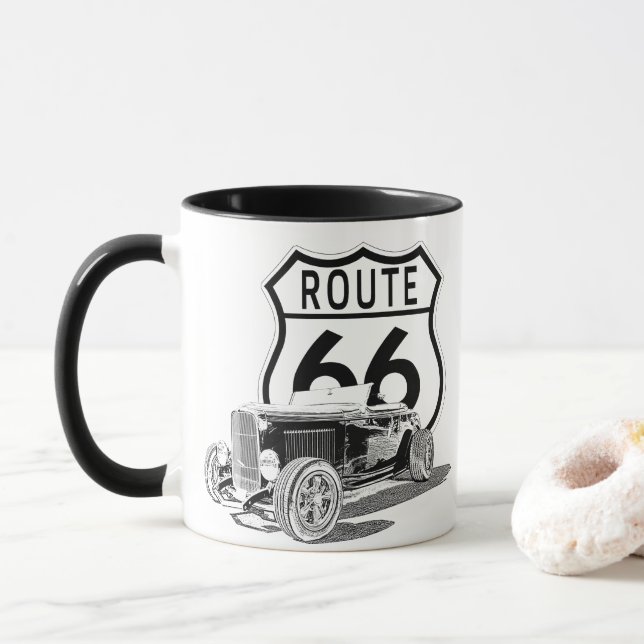 Route 66 Conception Café Mug (Avec donut)