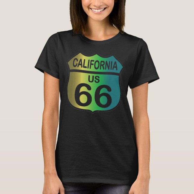 Route 66 en T-shirt tricolore californien (Devant)