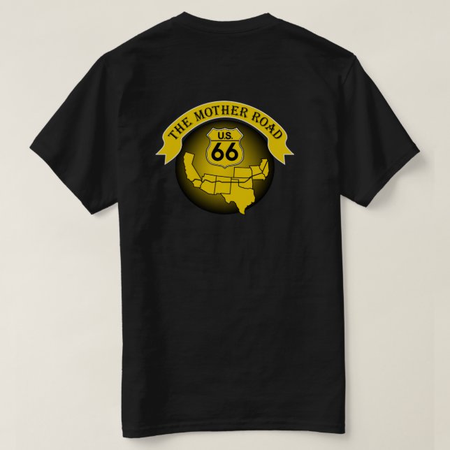 Route 66 Mère Chemin Mens T-shirt Or/Noir (Design dos)