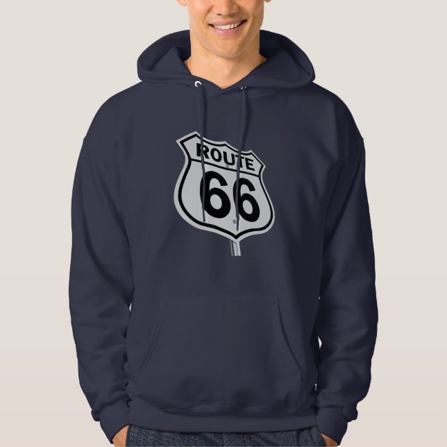 Route 66 sweat - shirt à capuche masculin. (Devant)