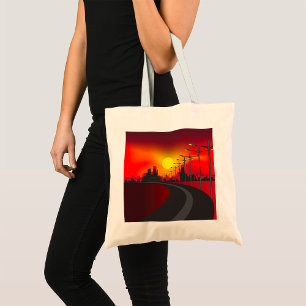 Route Au Sac fourre-tout Du Coucher Du Soleil