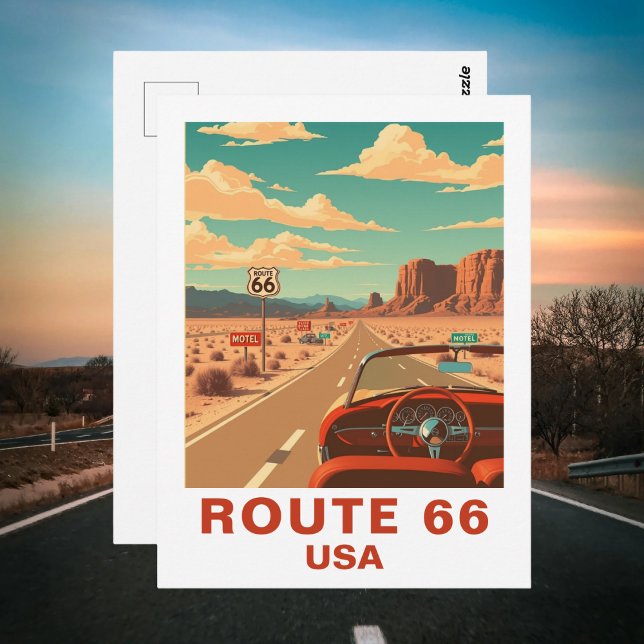 Route classique 66 Voyage routier Carte postale Vi (Classic Route 66 Road Trip Vintage Postcard)