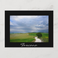 Route courbe en Toscane carte postale noire