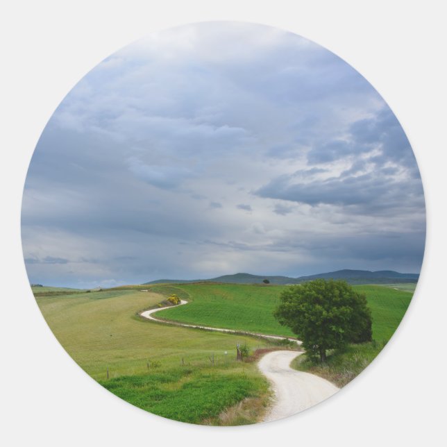 Route courbée vers une destination autocollant ron (Devant)