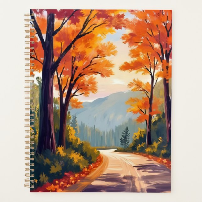 Route d'automne | Aquarelle Feuilles de feuillage  (Devant)