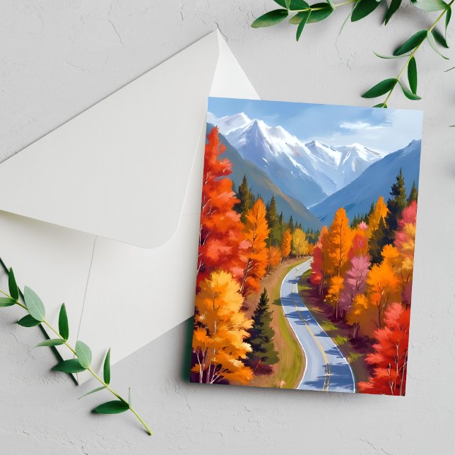 Route d'automne | Carte de nature à l'aquarelle Fe (Créateur téléchargé)