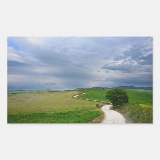 Route incurvée vers un rectangle autocollant de de (Devant)