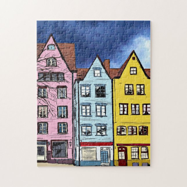ROW HOUSES ART JIGSAW PUZZLE (Vertical)