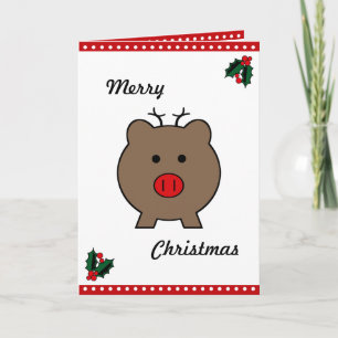 Roy le cochon de Noël ~ Carte de vacances