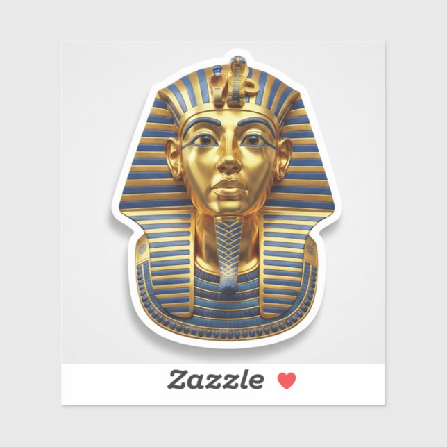 Royal 3D Golden Pharaoh Mask Die-Cut Sticker ملصق  (Feuille)