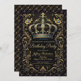 Royal Birthday Party Crown Ornate Invitation