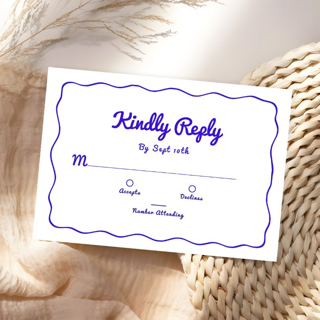Royal Bleu Main Lettré Correspondre Mariage RSVP (Créateur téléchargé)