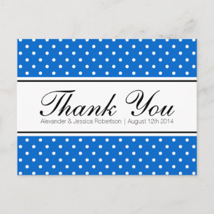 Royal bleu poka point mariage merci cartes postale