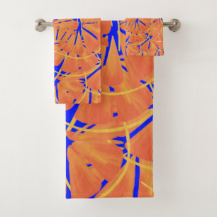 Royal Blue And Citrus Orange Tropical Art Design