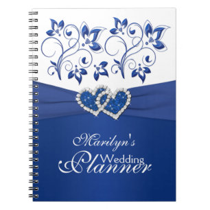 Royal Blue and White Coeurs joints Carnet floral