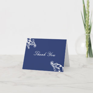 Royal Blue and White Flouring Merci Note