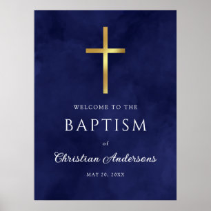 Royal Blue Baptism Boy Affiche de bienvenue