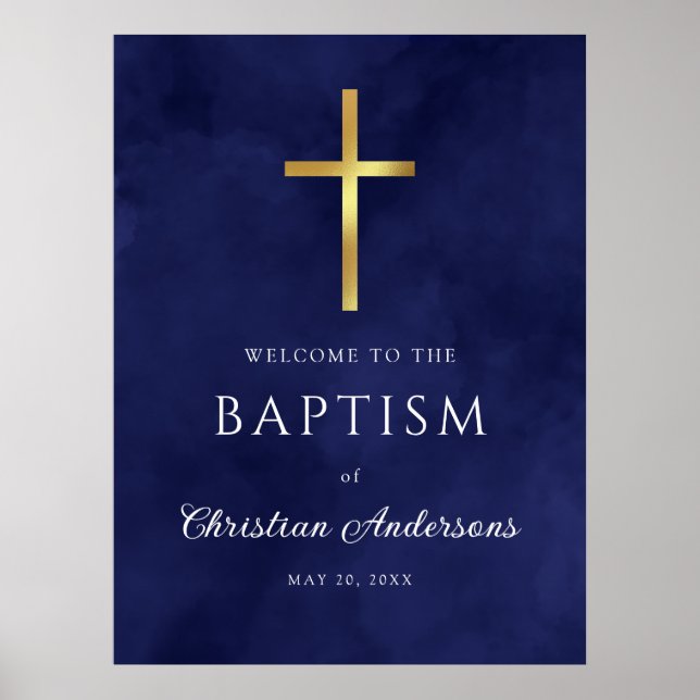 Royal Blue Baptism Boy Affiche de bienvenue (Devant)