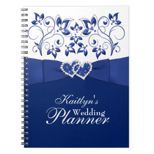 Royal Blue, Blanc Coeurs joints Carnet floral 2