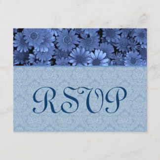 Royal Blue Daisy Mariage damassé RSVP