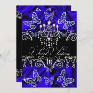Royal Blue Diamond Sweet sixteen Invitation