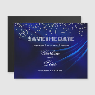 Royal Blue Diamonds Hearts EnregistrerLa Date Magn