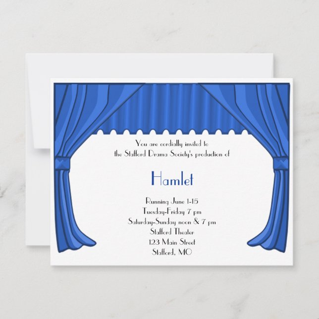 Royal Blue Drama and Theatre Invitation (Devant)
