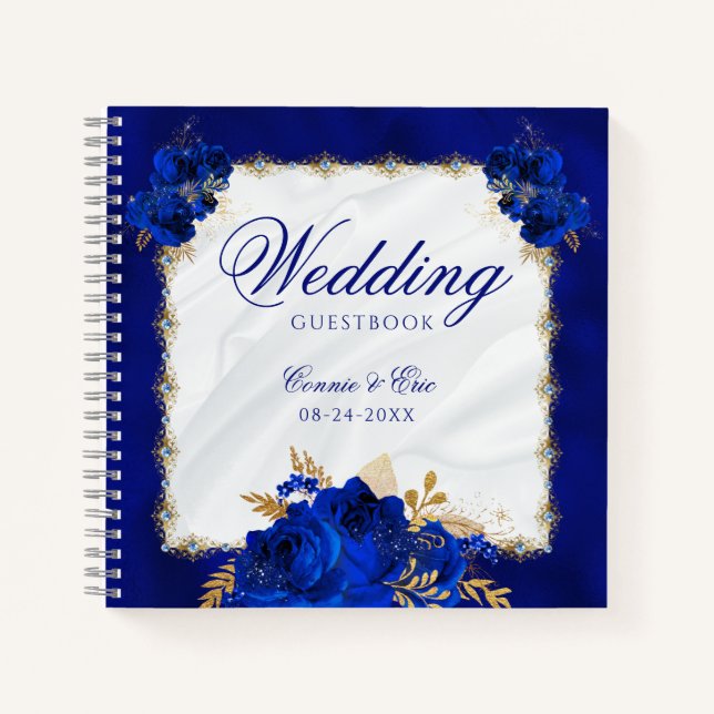 Royal Blue Elegant Mariage Budget Livre d'invité (Devant)