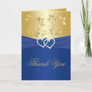 Royal Blue et Gold Floral Carte de remerciements