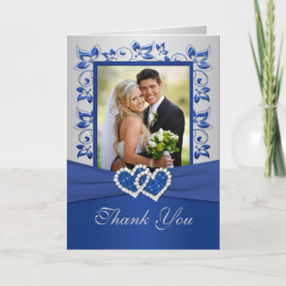 Royal Blue et Silver Carte de remerciements avec p