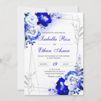 Royal Blue et Silver Faire-part de mariage