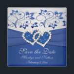 Royal Blue et Silver Wedding Favor Magnet<br><div class="desc">Ceci enregistre la date à laquelle l'aimant correspond à l'invitation et d'autres éléments indiqués ci-dessous. Le texte est personnalisable pour que vous puissiez le changer pour dire "Merci" et le donner comme une faveur de mariage si vous le souhaitez. Si vous avez besoin d'autres articles correspondants dans ce design, s'il...</div>