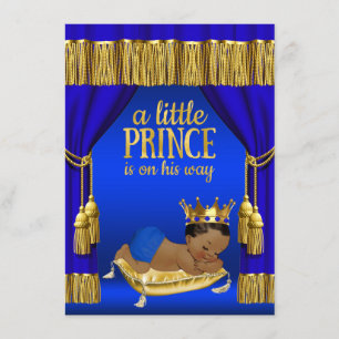 Royal Blue Ethnic Prince Baby Shower Invitations