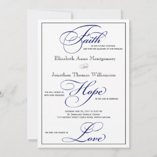 Royal Blue Faith Hope Love Faire-part de mariage