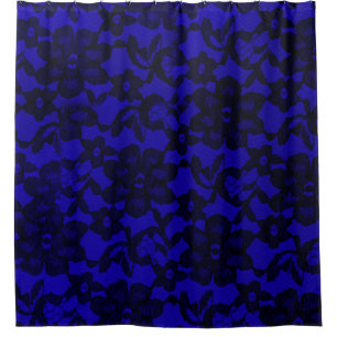 Royal Blue Floral Black dentelle Douche rideau