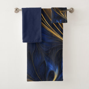 Royal Blue Gold Abstrait Swirl