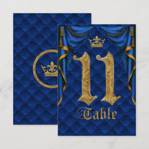 Royal Blue Gold Crown Mariage Numéro de Table 11