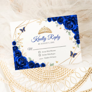 Royal Blue Gold Floral Quinceanera Réponse