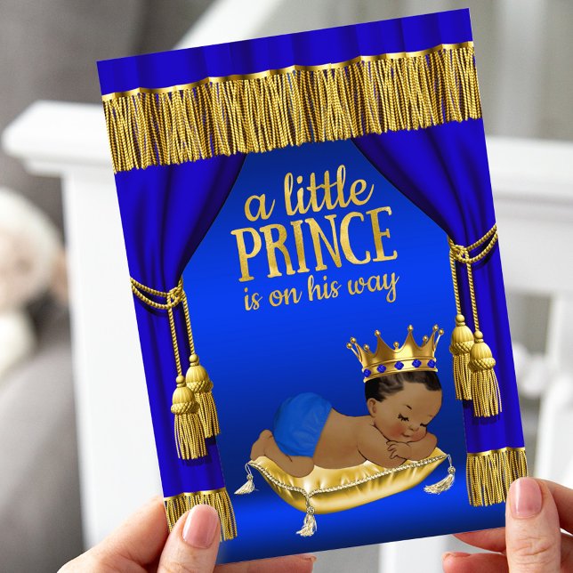 Royal Blue Gold Prince Baby Boy Shower Invitations (Créateur téléchargé)