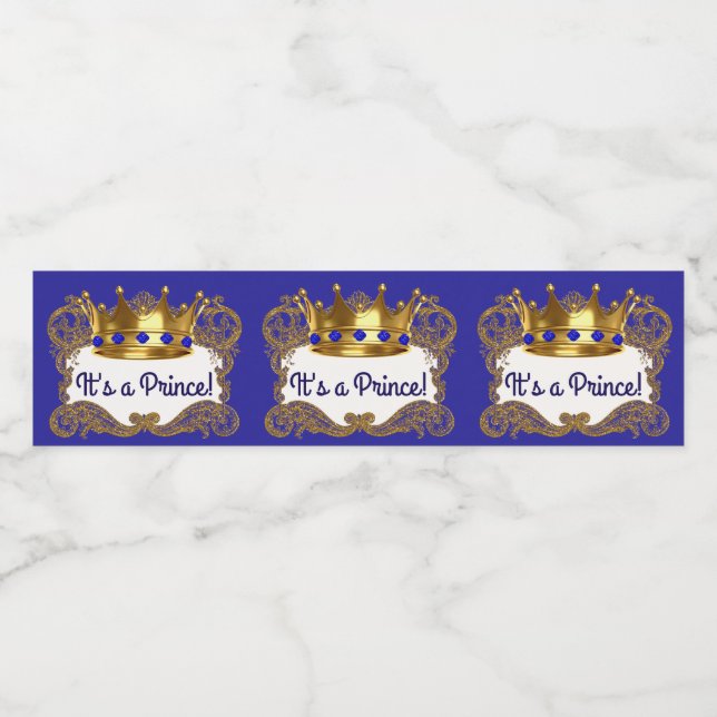 Royal Blue Gold Prince Couronne Étiquettes bouteil (Étiquettes simples)