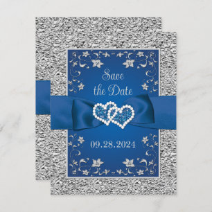 Royal Blue, Grey Love Hearts Mariage Enregistrer l