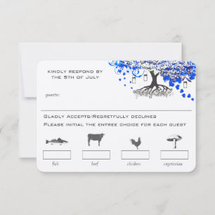 Royal Blue Heart Leaf Tree Mason Jar Menu Choix